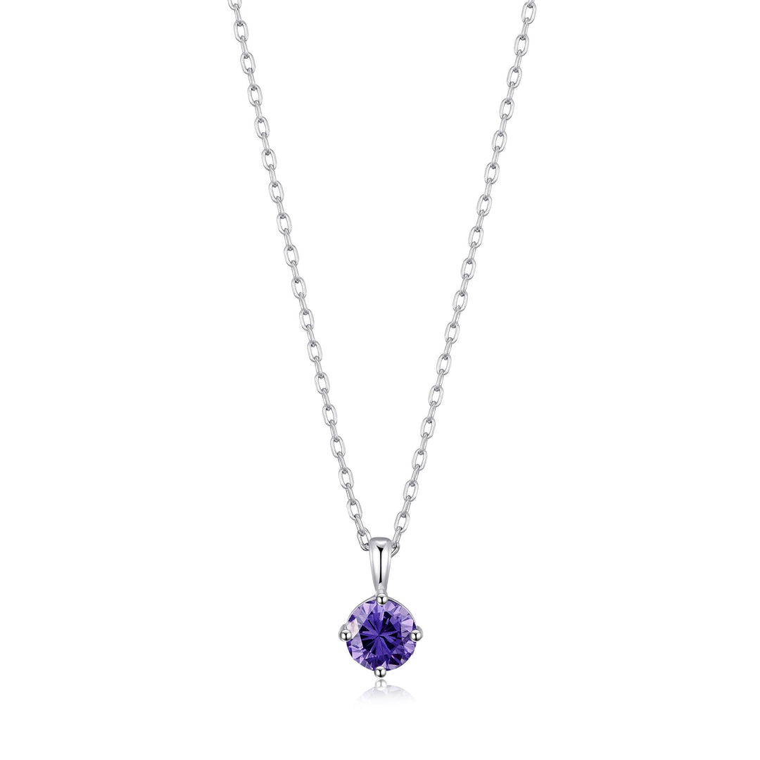 Sterling Silver Light Purple Necklace Created with Zircondia® Crystals - Philip Jones Jewellery