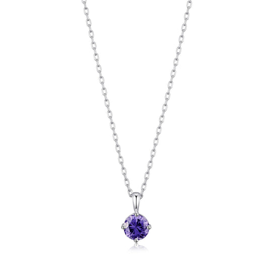 Sterling Silver Light Purple Necklace Created with Zircondia® Crystals - Philip Jones Jewellery