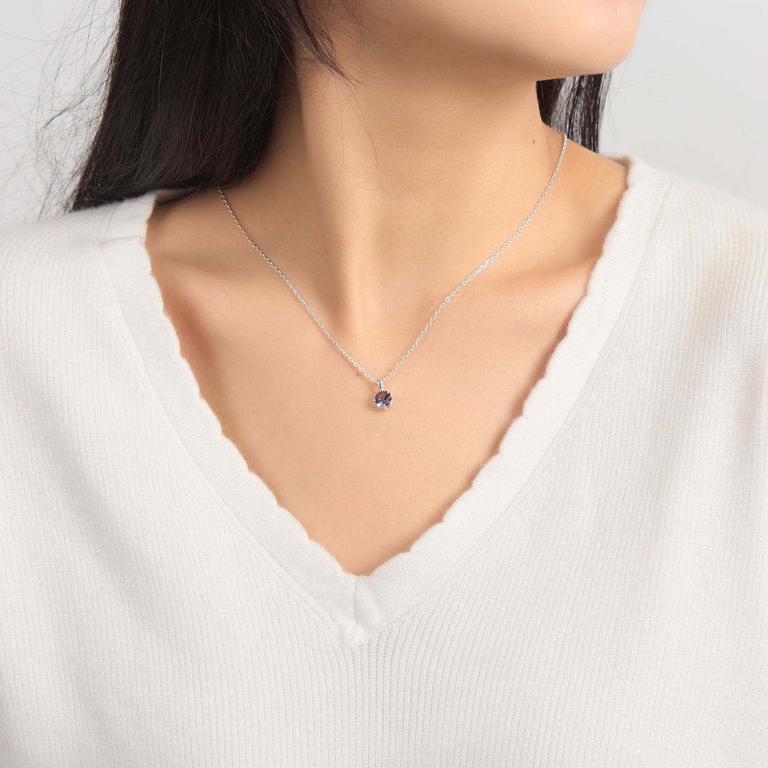 Sterling Silver Light Purple Necklace Created with Zircondia® Crystals - Philip Jones Jewellery