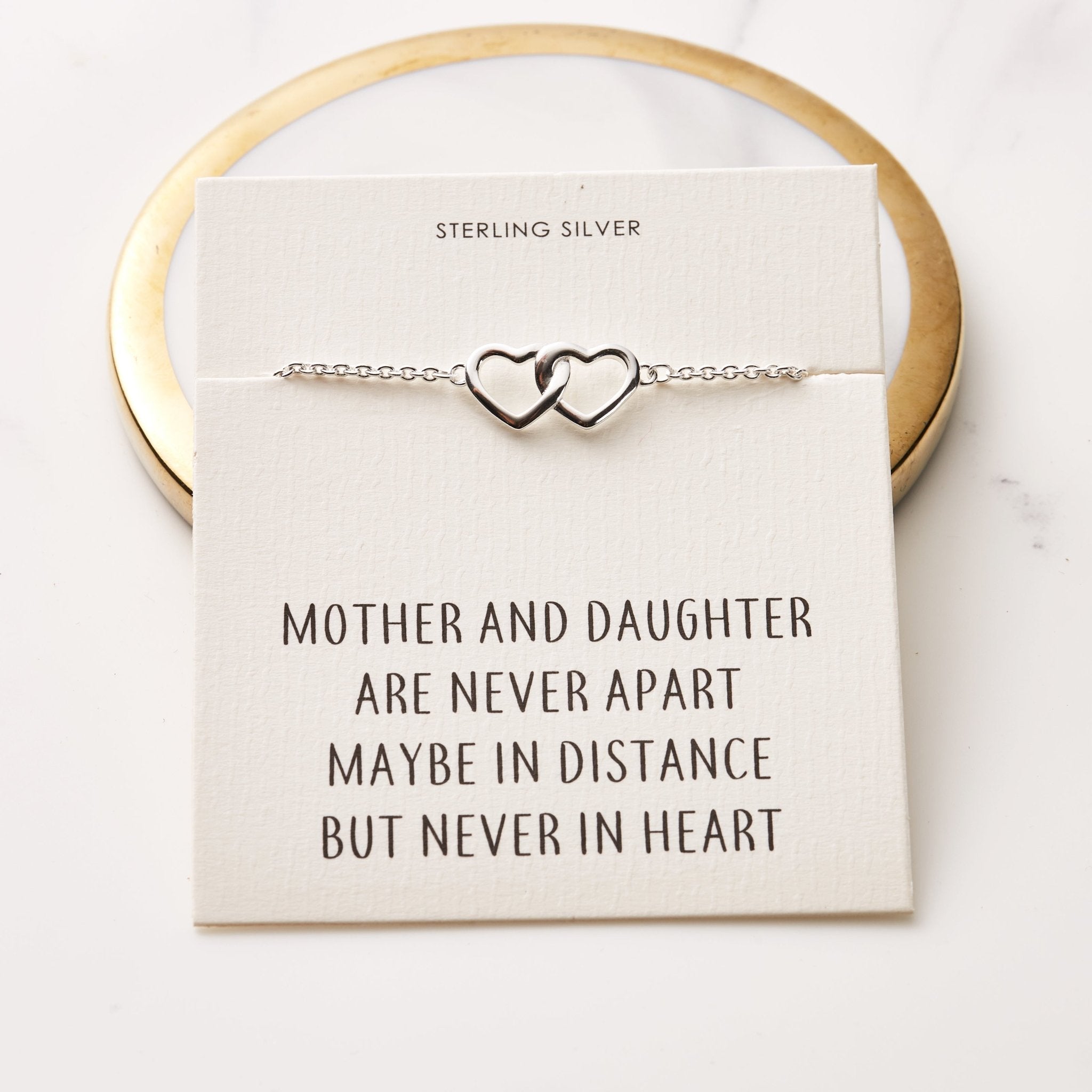 Sterling Silver Mother and Daughter Quote Heart Link Bracelet - Philip Jones Jewellery