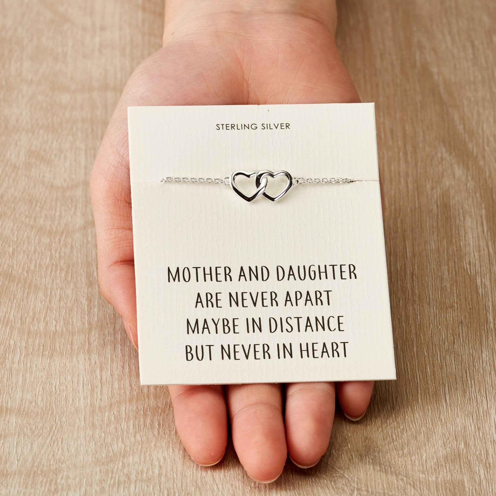 Sterling Silver Mother and Daughter Quote Heart Link Bracelet - Philip Jones Jewellery