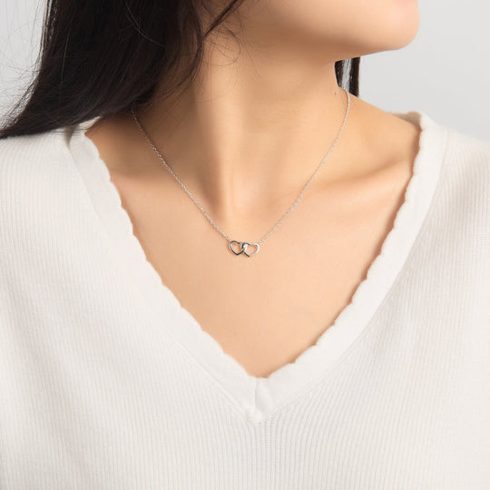 Sterling Silver Mother and Daughter Quote Heart Link Necklace - Philip Jones Jewellery