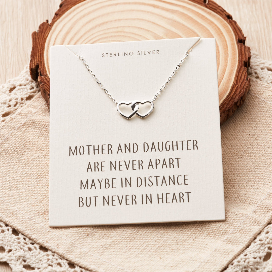 Sterling Silver Mother and Daughter Quote Heart Link Necklace - Philip Jones Jewellery