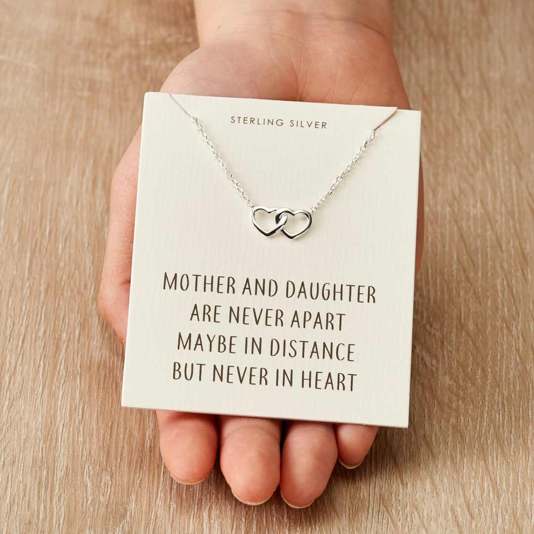 Sterling Silver Mother and Daughter Quote Heart Link Necklace - Philip Jones Jewellery