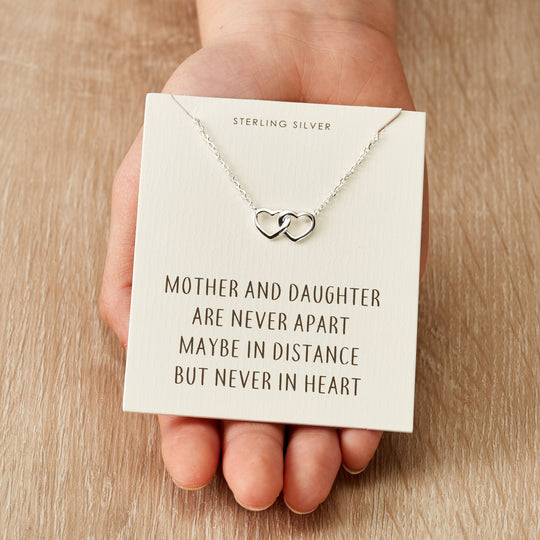 Sterling Silver Mother and Daughter Quote Heart Link Necklace - Philip Jones Jewellery