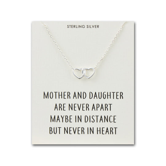 Sterling Silver Mother and Daughter Quote Heart Link Necklace - Philip Jones Jewellery