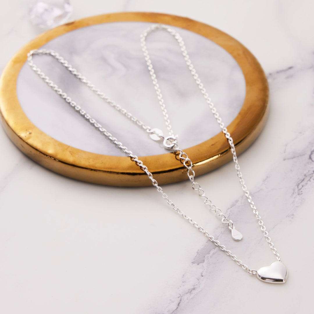 Sterling Silver Mother and Daughter Quote Heart Necklace - Philip Jones Jewellery