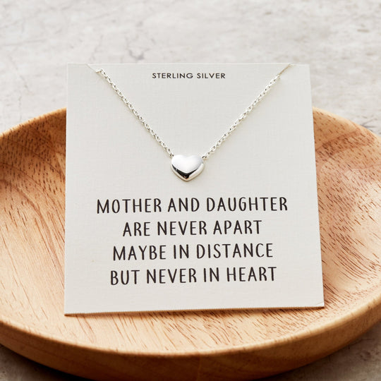 Sterling Silver Mother and Daughter Quote Heart Necklace - Philip Jones Jewellery