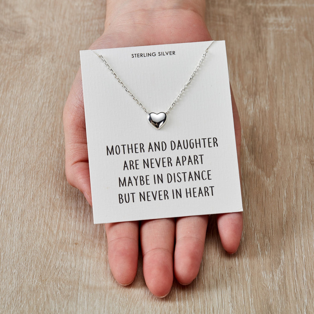 Sterling Silver Mother and Daughter Quote Heart Necklace - Philip Jones Jewellery