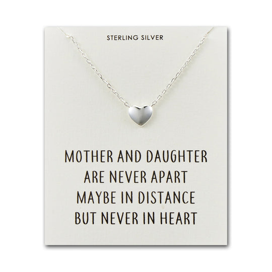 Sterling Silver Mother and Daughter Quote Heart Necklace - Philip Jones Jewellery