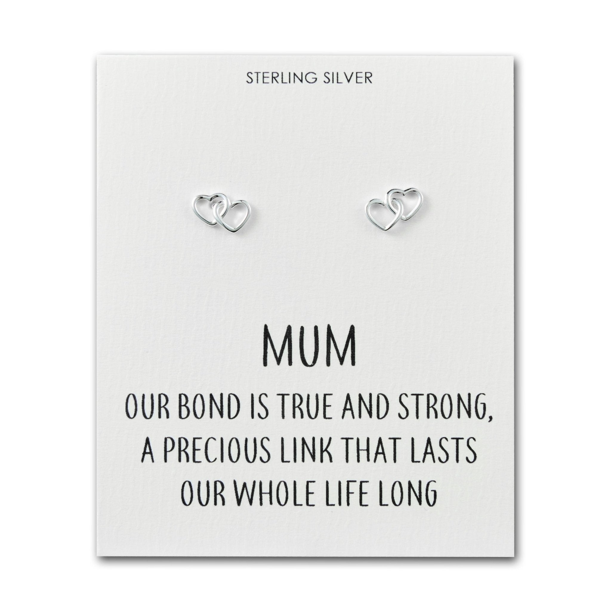 Sterling Silver Mum Quote Heart Link Earrings - Philip Jones Jewellery