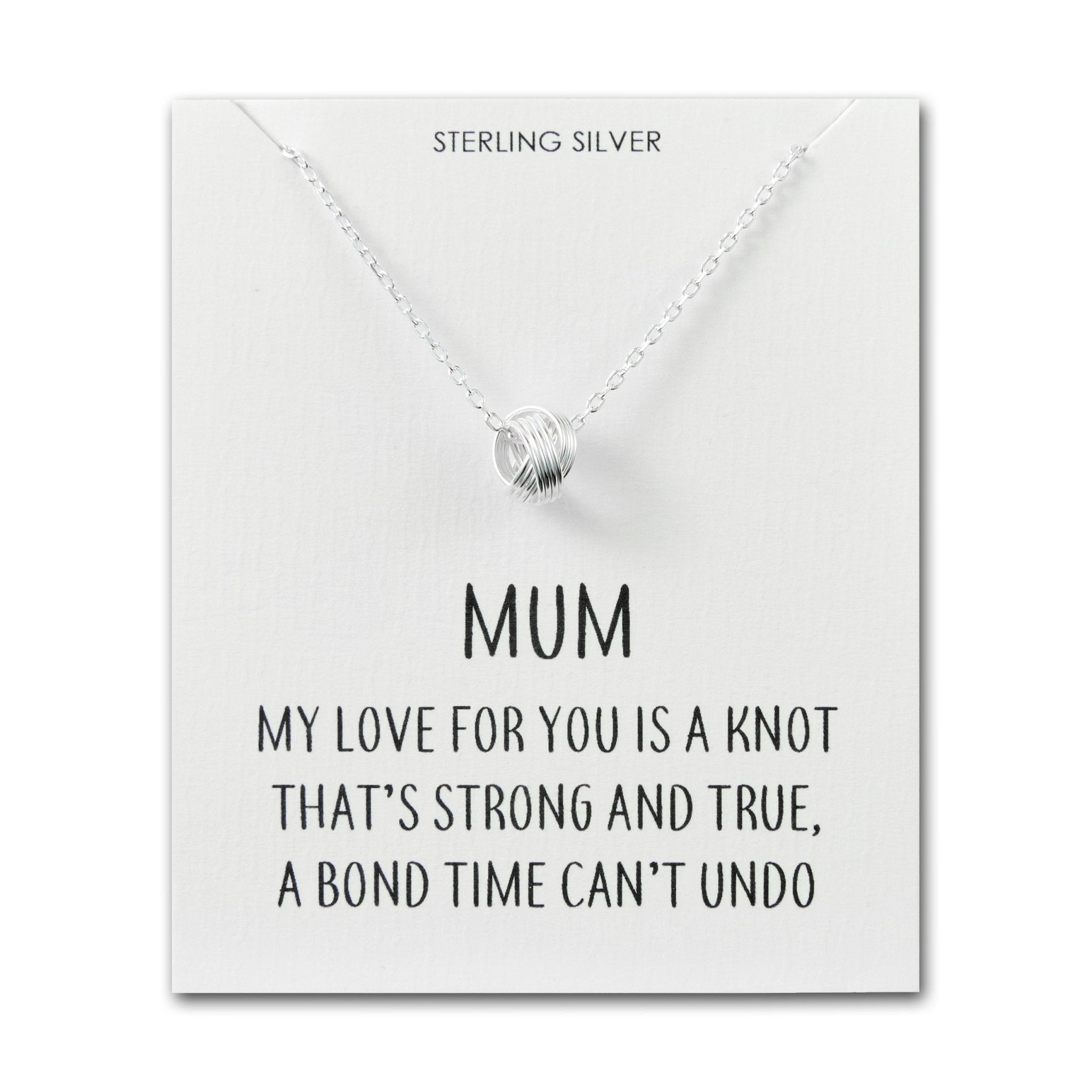 Sterling Silver Mum Quote Knot Necklace - Philip Jones Jewellery