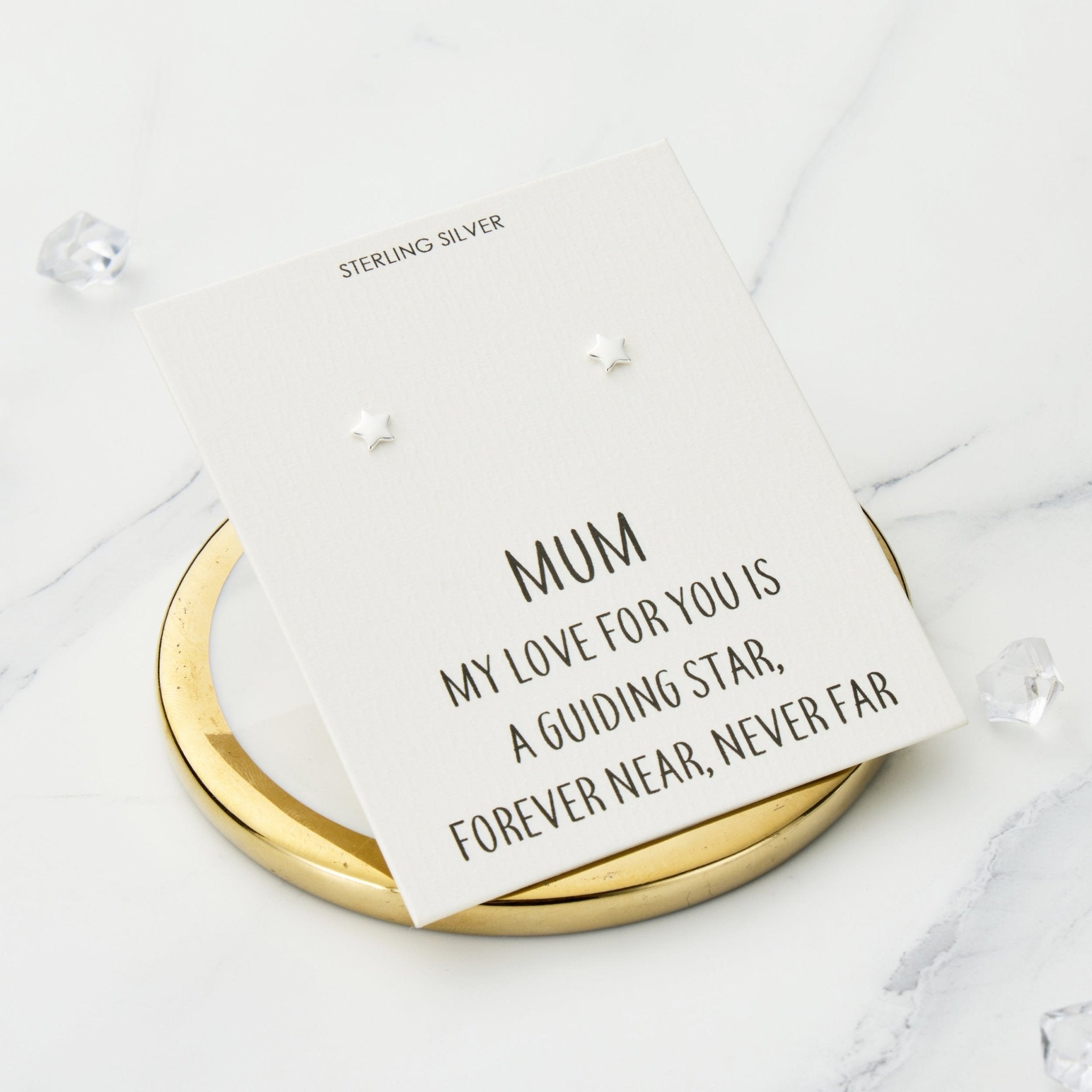 Sterling Silver Mum Quote Star Earrings - Philip Jones Jewellery