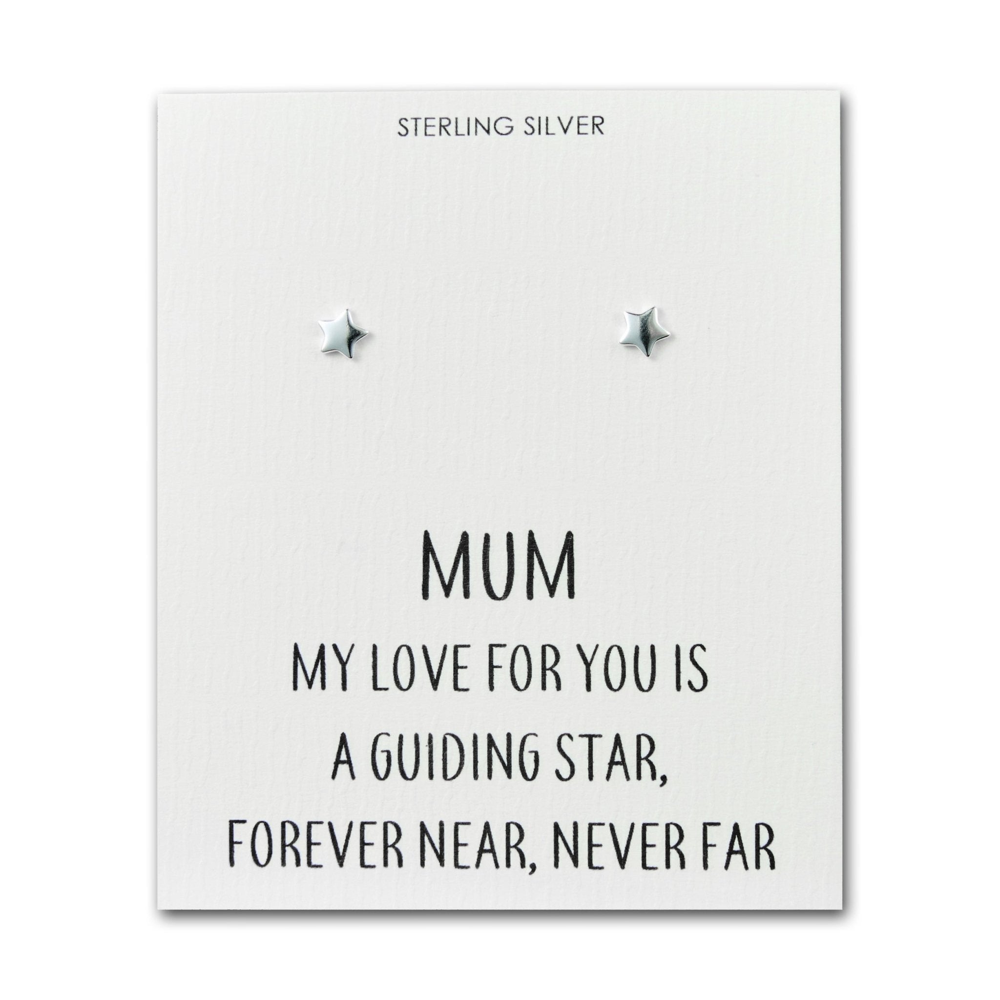 Sterling Silver Mum Quote Star Earrings - Philip Jones Jewellery