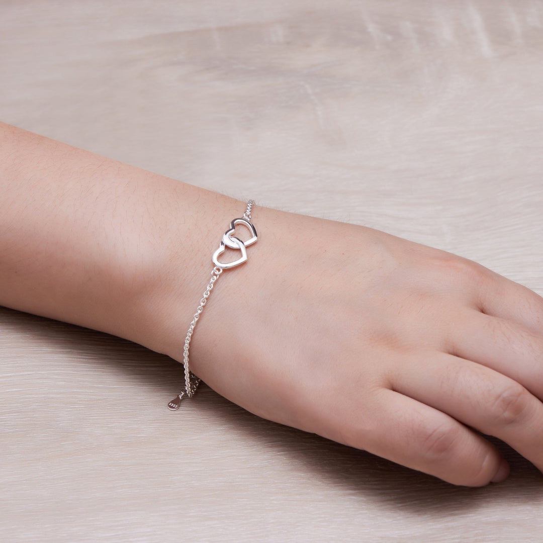 Sterling Silver Nan Quote Heart Link Bracelet - Philip Jones Jewellery