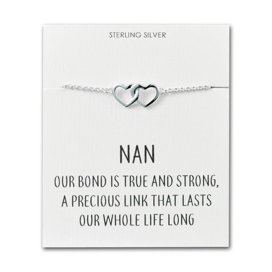 Sterling Silver Nan Quote Heart Link Bracelet - Philip Jones Jewellery