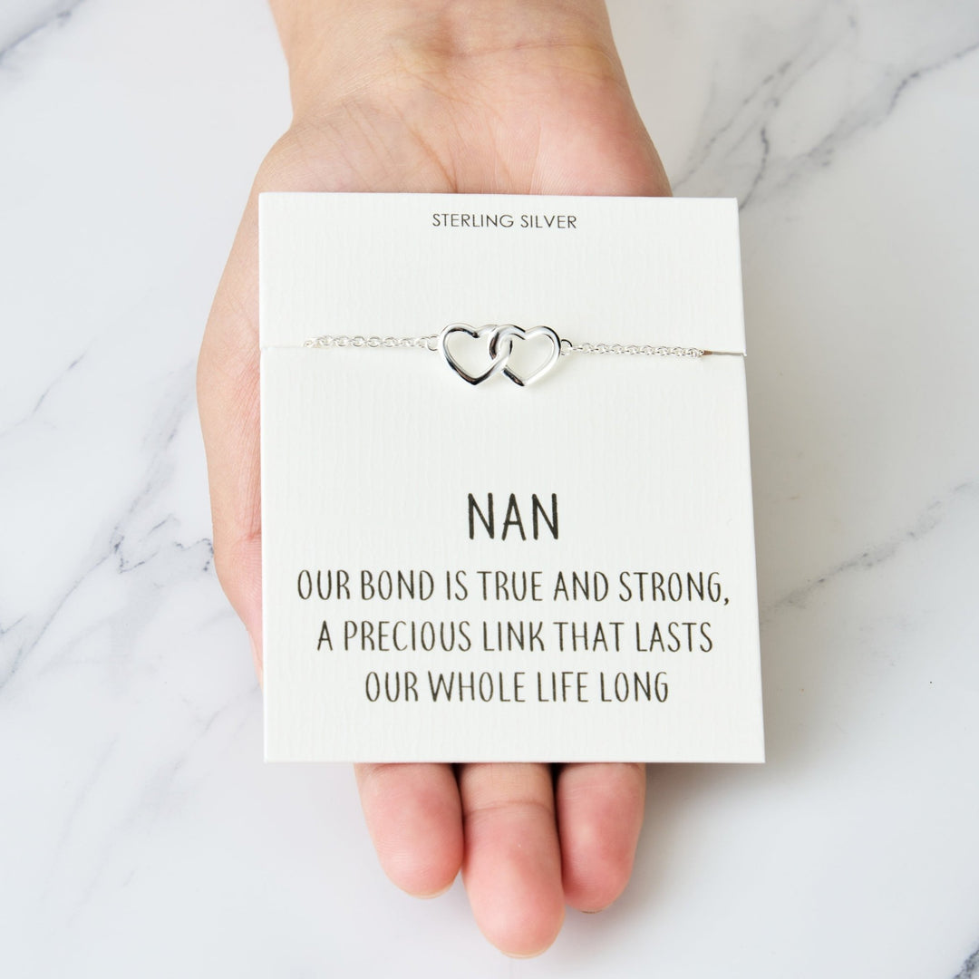 Sterling Silver Nan Quote Heart Link Bracelet - Philip Jones Jewellery