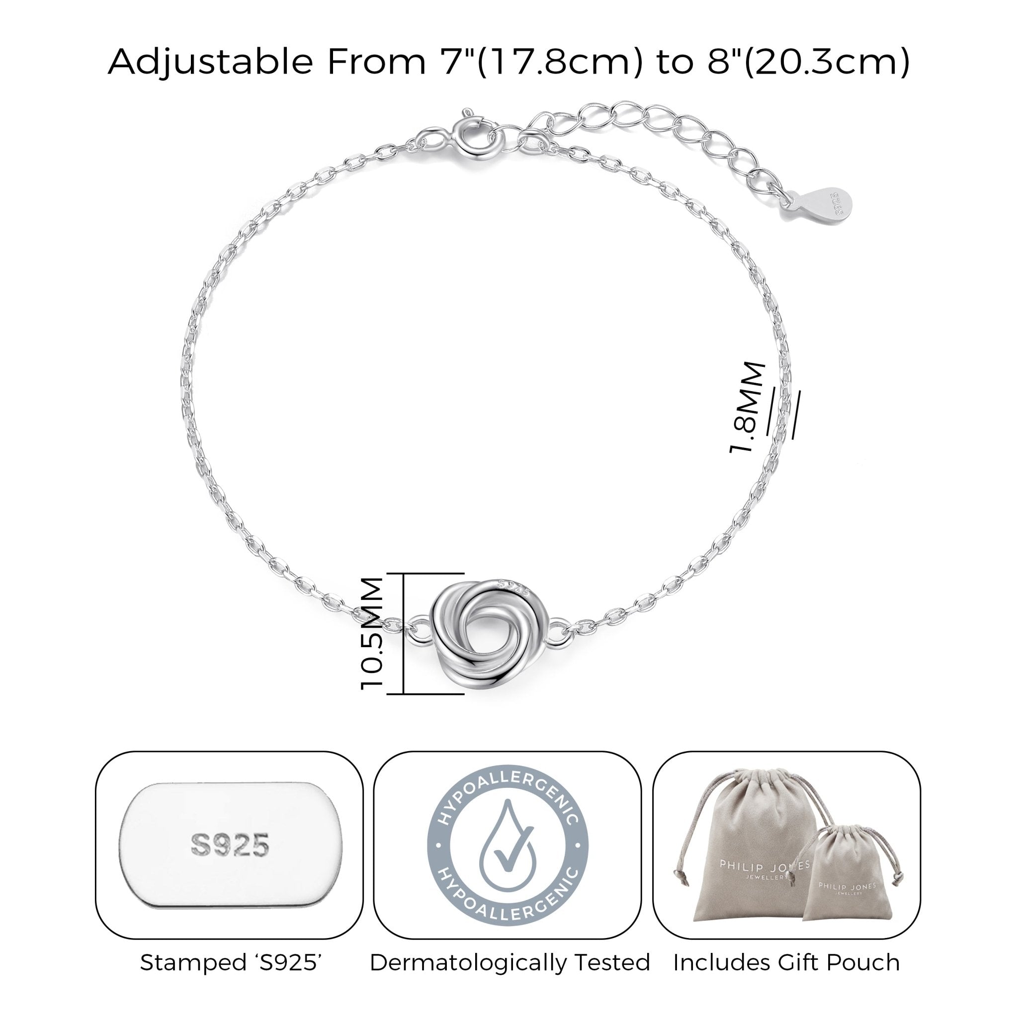 Sterling Silver Nan Quote Knot Bracelet - Philip Jones Jewellery