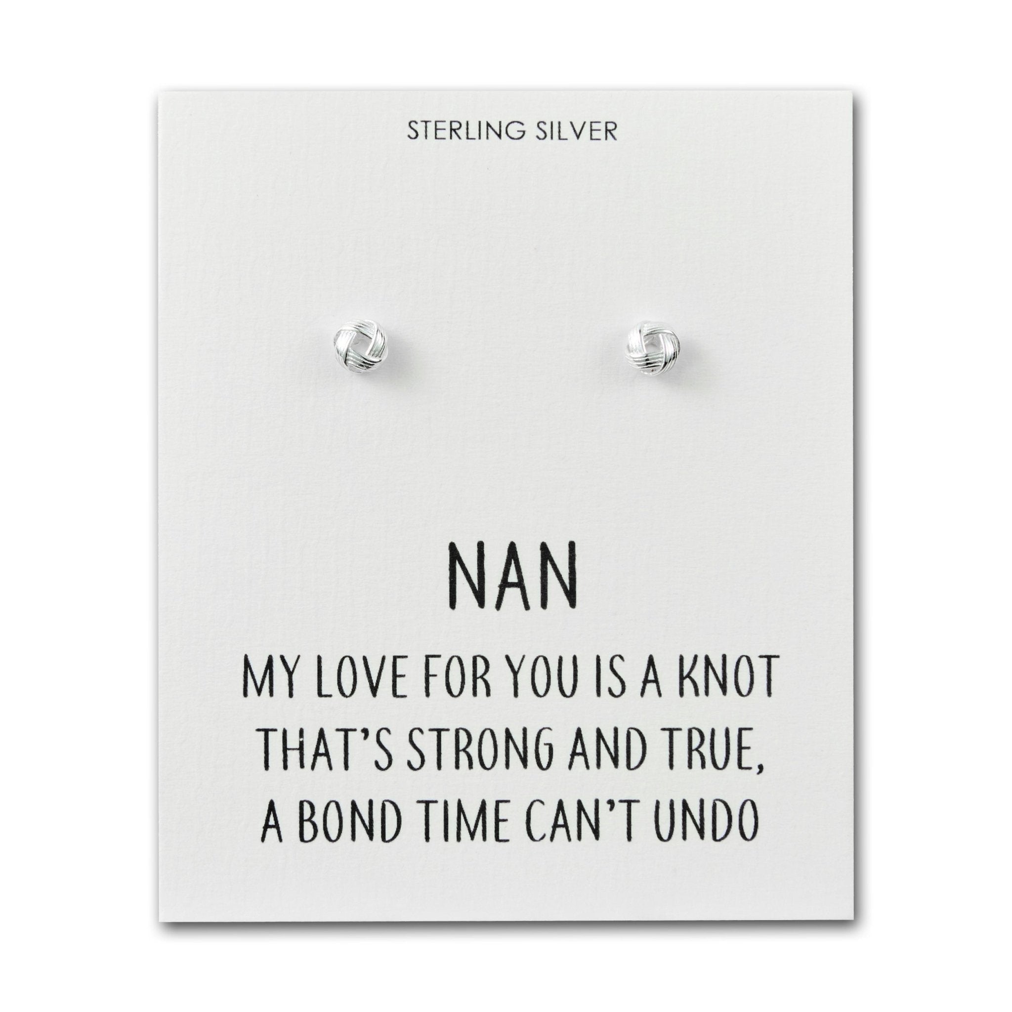 Sterling Silver Nan Quote Knot Earrings - Philip Jones Jewellery