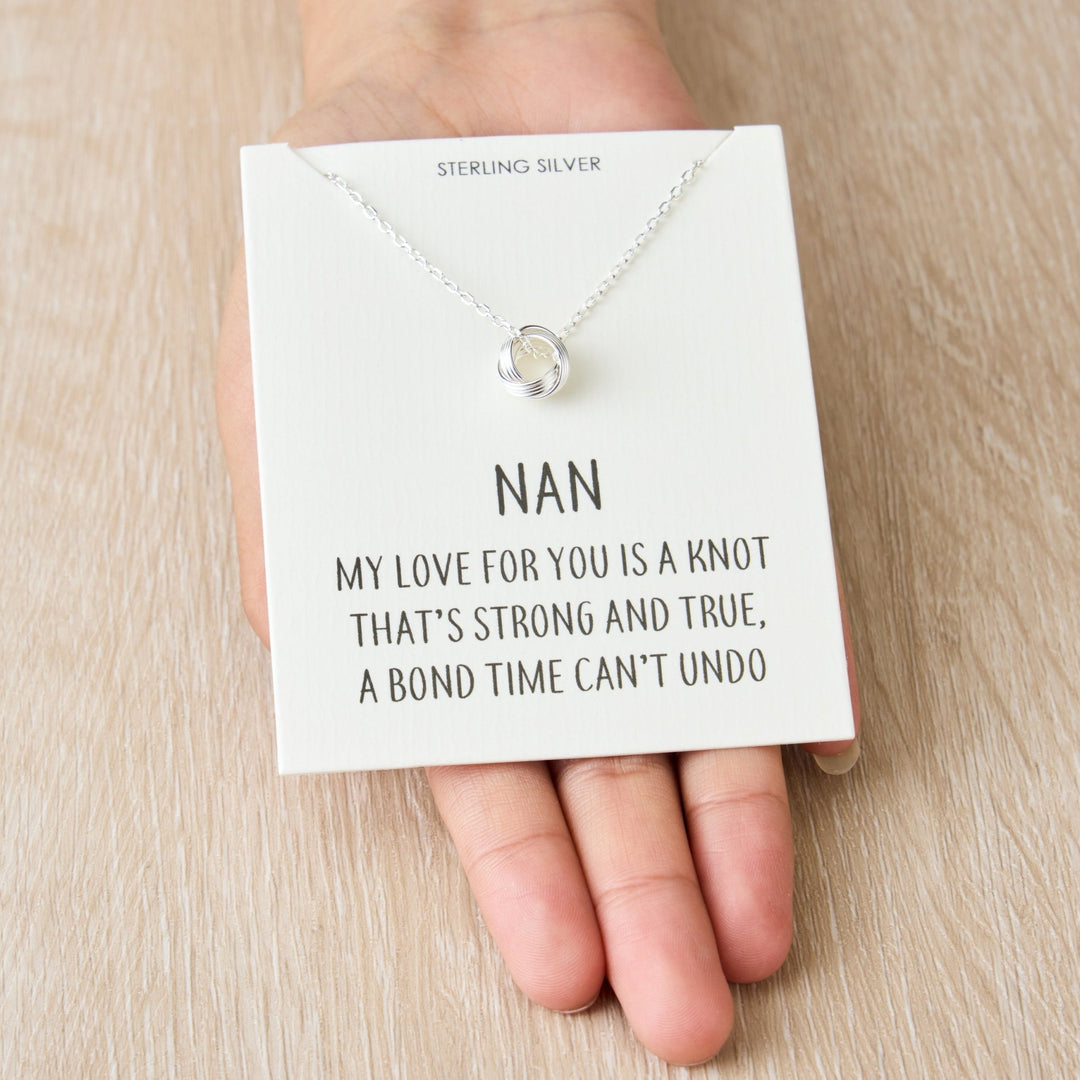 Sterling Silver Nan Quote Knot Necklace - Philip Jones Jewellery