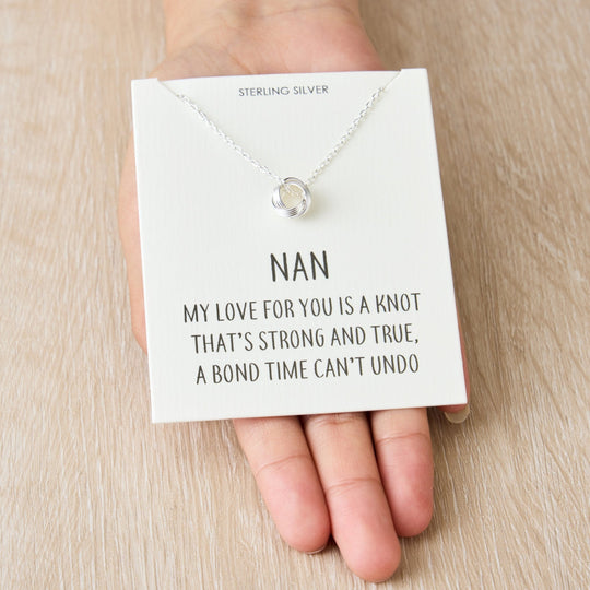 Sterling Silver Nan Quote Knot Necklace - Philip Jones Jewellery