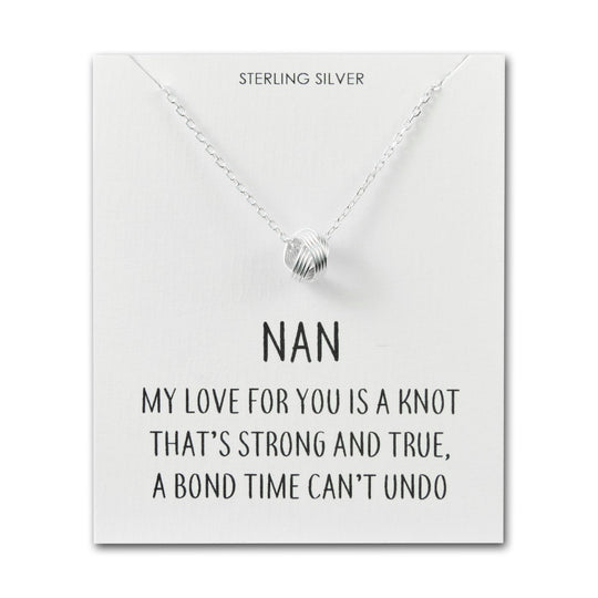 Sterling Silver Nan Quote Knot Necklace - Philip Jones Jewellery