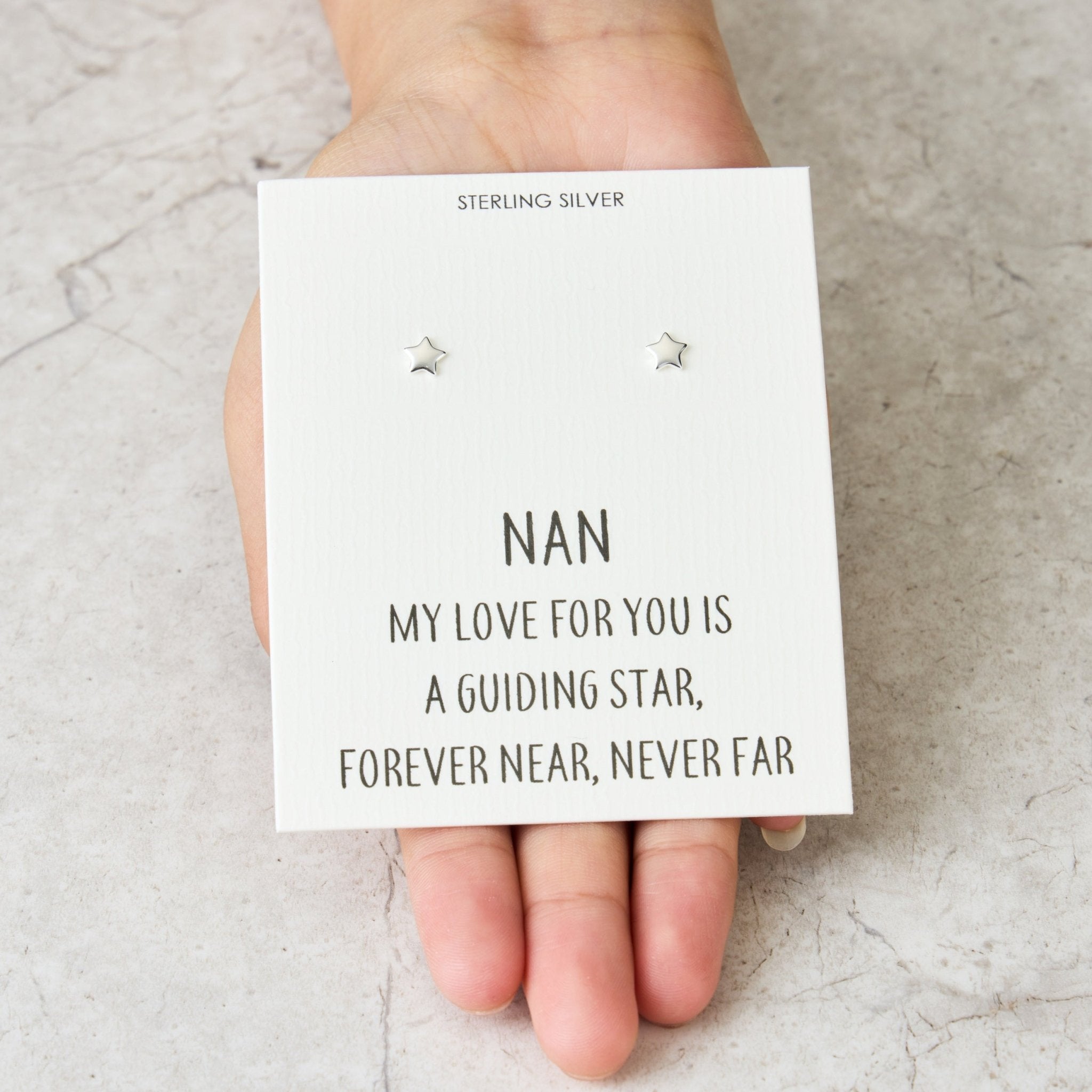 Sterling Silver Nan Quote Star Earrings - Philip Jones Jewellery