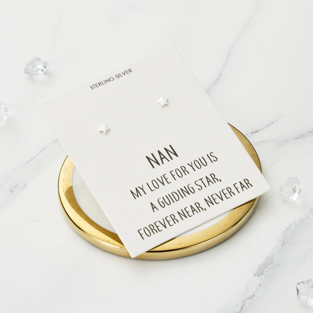 Sterling Silver Nan Quote Star Earrings - Philip Jones Jewellery