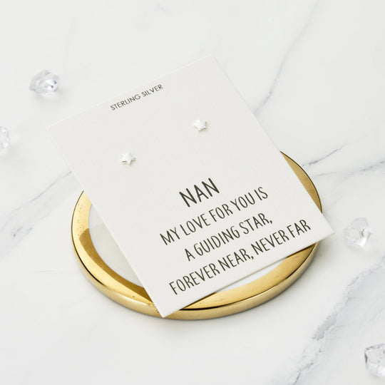 Sterling Silver Nan Quote Star Earrings - Philip Jones Jewellery