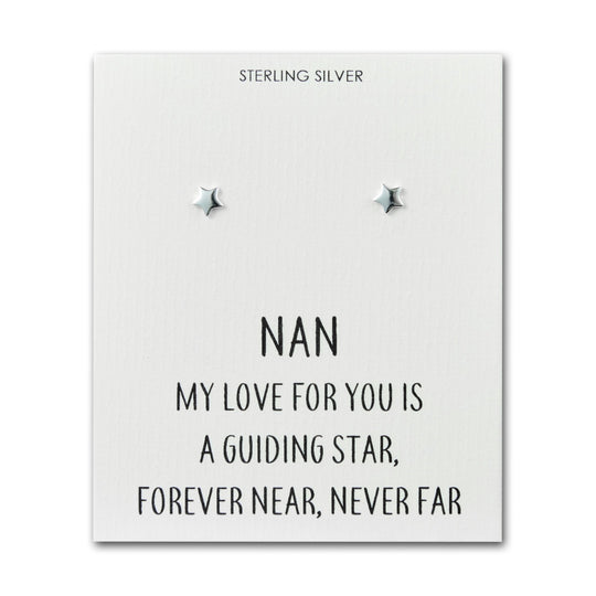 Sterling Silver Nan Quote Star Earrings - Philip Jones Jewellery