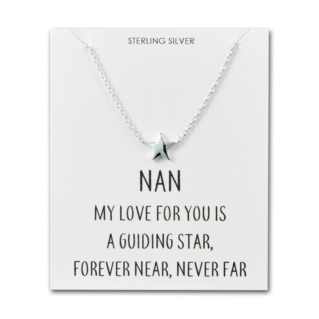 Sterling Silver Nan Quote Star Necklace - Philip Jones Jewellery