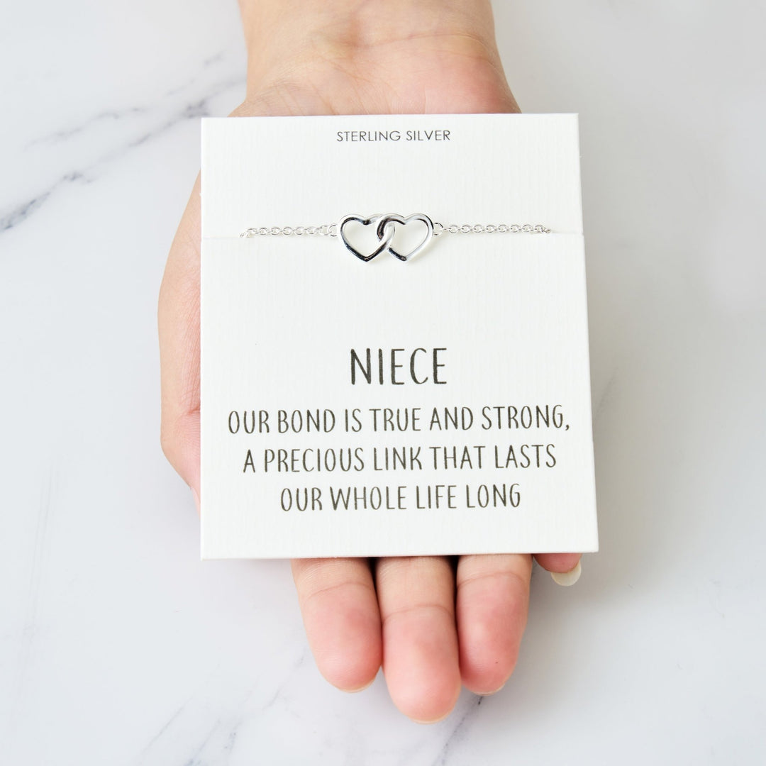 Sterling Silver Niece Quote Heart Link Bracelet - Philip Jones Jewellery