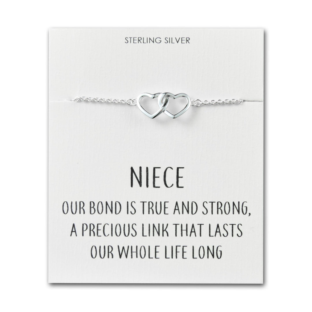 Sterling Silver Niece Quote Heart Link Bracelet - Philip Jones Jewellery