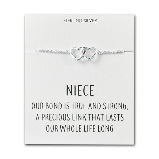 Sterling Silver Niece Quote Heart Link Bracelet - Philip Jones Jewellery