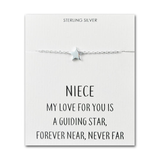 Sterling Silver Niece Quote Star Bracelet - Philip Jones Jewellery