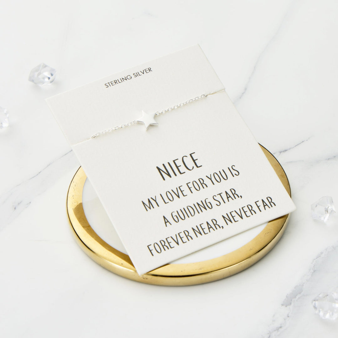 Sterling Silver Niece Quote Star Bracelet - Philip Jones Jewellery