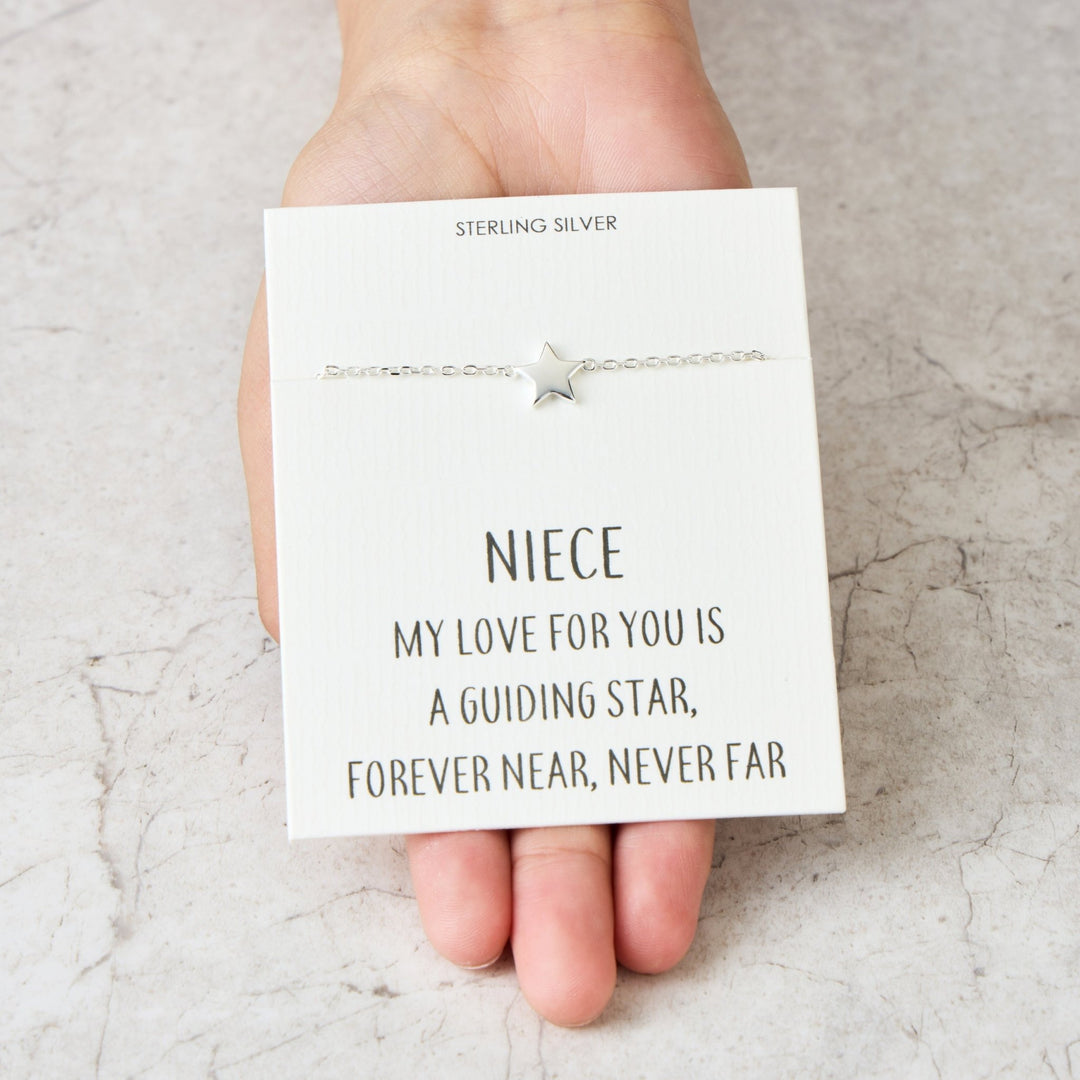 Sterling Silver Niece Quote Star Bracelet - Philip Jones Jewellery