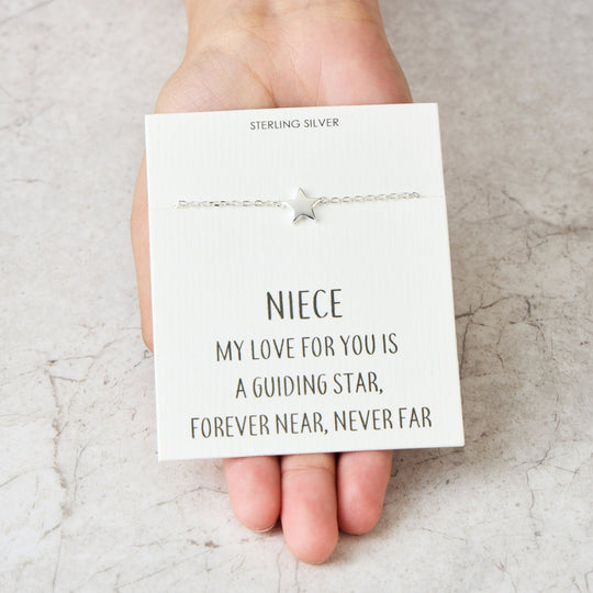 Sterling Silver Niece Quote Star Bracelet - Philip Jones Jewellery
