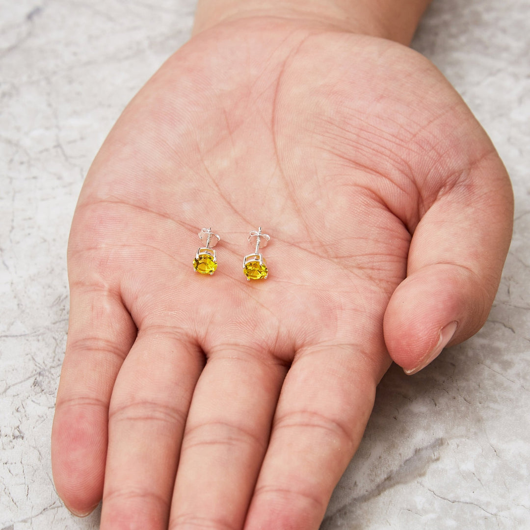 Sterling Silver November (Topaz) Birthstone Earrings Created with Zircondia® Crystals - Philip Jones Jewellery