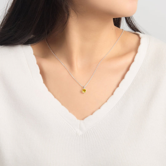 Sterling Silver November (Topaz) Birthstone Necklace Created with Zircondia® Crystals - Philip Jones Jewellery