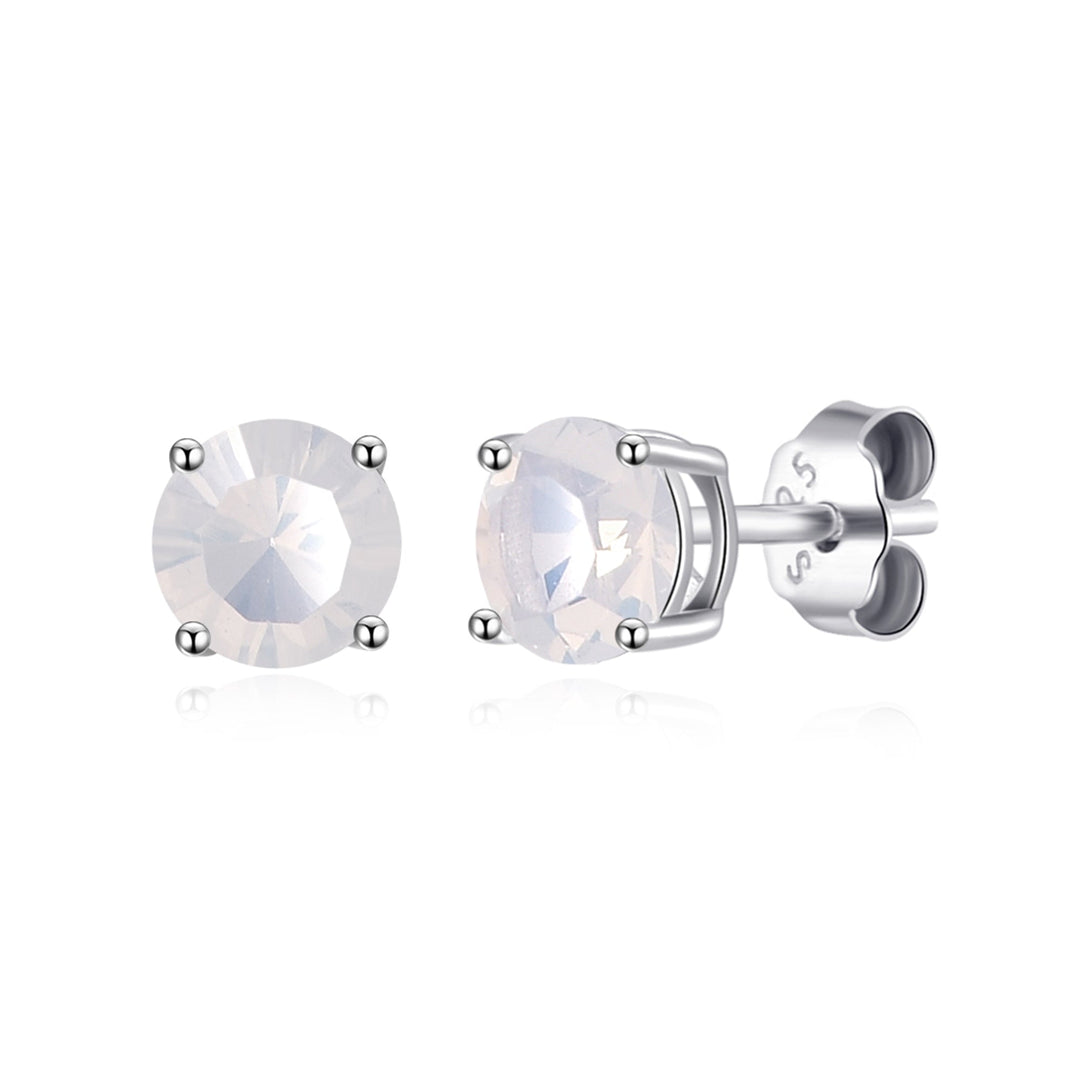 Sterling Silver October (Opal) Birthstone Earrings Created with Zircondia® Crystals - Philip Jones Jewellery