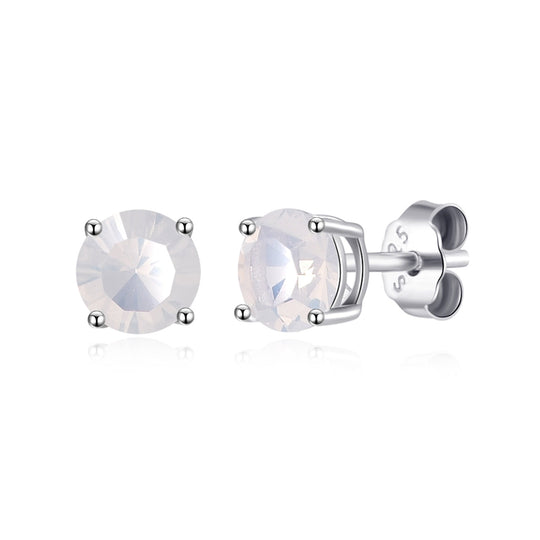 Sterling Silver October (Opal) Birthstone Earrings Created with Zircondia® Crystals - Philip Jones Jewellery