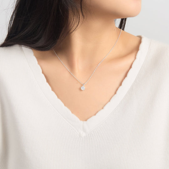 Sterling Silver October (Opal) Birthstone Necklace Created with Zircondia® Crystals - Philip Jones Jewellery
