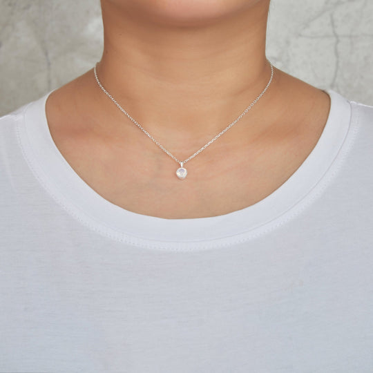 Sterling Silver October (Opal) Birthstone Necklace & Earrings Set Created with Zircondia® Crystals - Philip Jones Jewellery