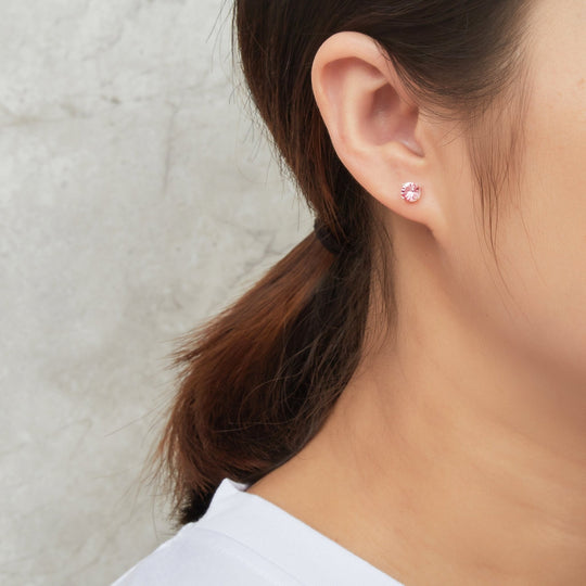 Sterling Silver October (Tourmaline) Birthstone Earrings Created with Zircondia® Crystals - Philip Jones Jewellery