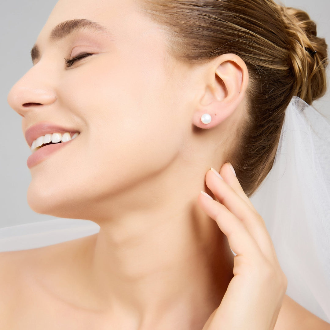 Sterling Silver Pearl Bridal Earrings - Philip Jones Jewellery