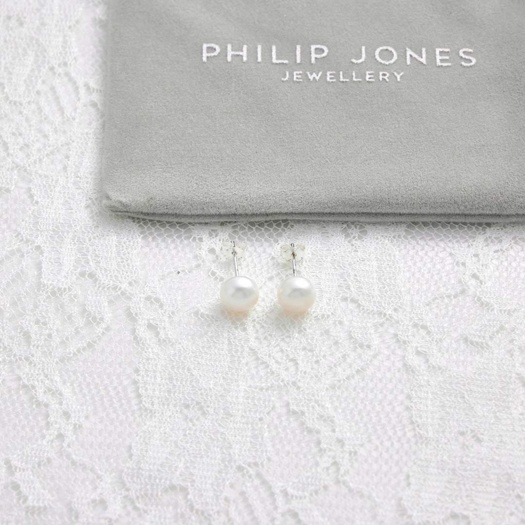 Sterling Silver Pearl Bridal Earrings - Philip Jones Jewellery