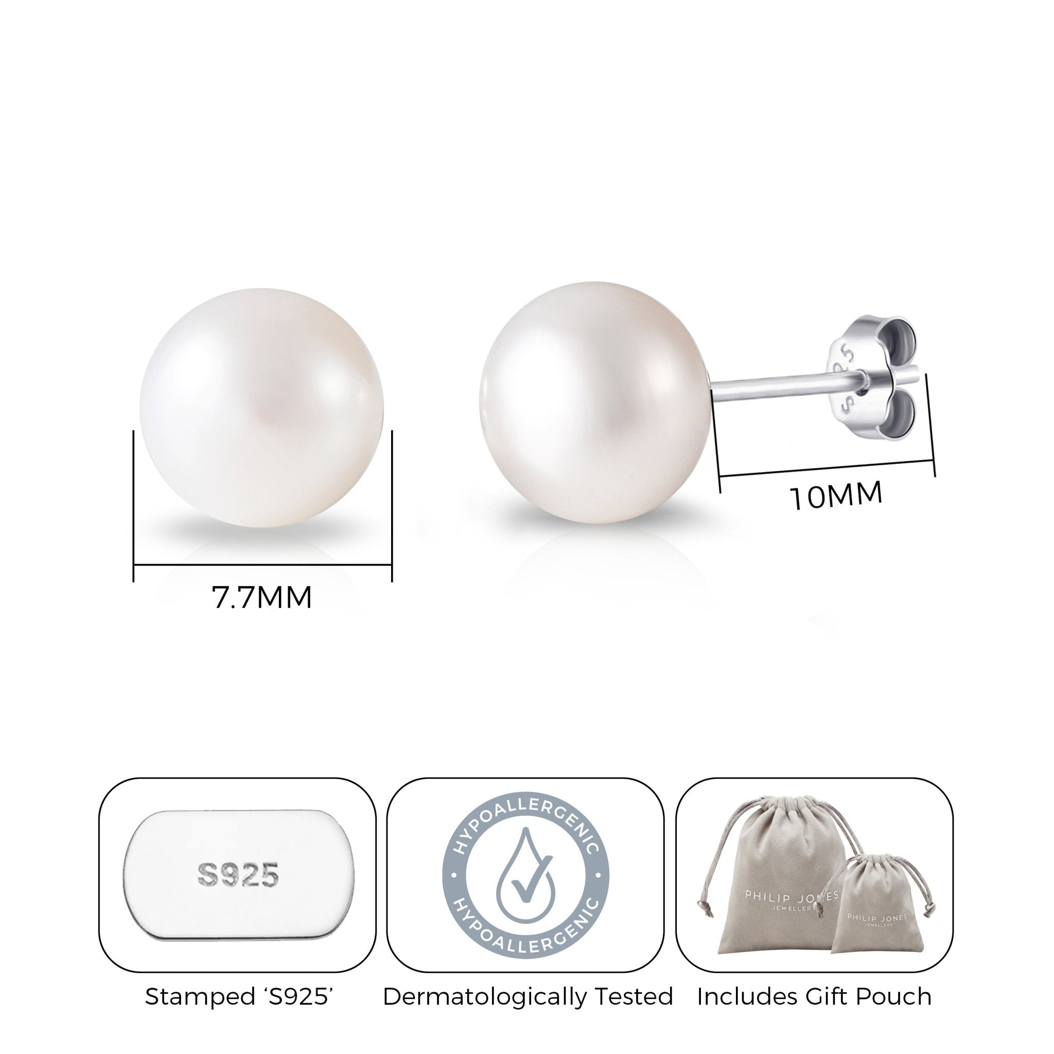 Sterling Silver Pearl Earrings - Philip Jones Jewellery