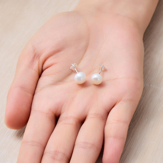 Sterling Silver Pearl Earrings - Philip Jones Jewellery