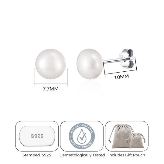 Sterling Silver Pearl Earrings - Philip Jones Jewellery